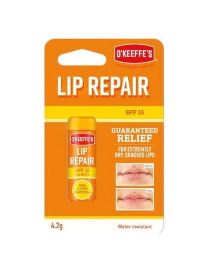 بلسم إصلاح الشفاه الجافة والمتشققة مع واقي شمس SPF15، وزن 4.2 جرام